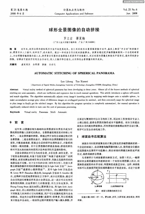球形全景图像的自动拼接