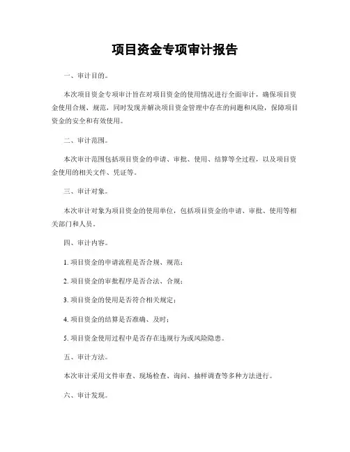 项目资金专项审计报告