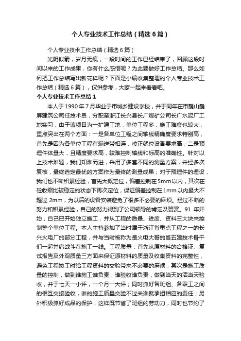 个人专业技术工作总结（精选6篇）