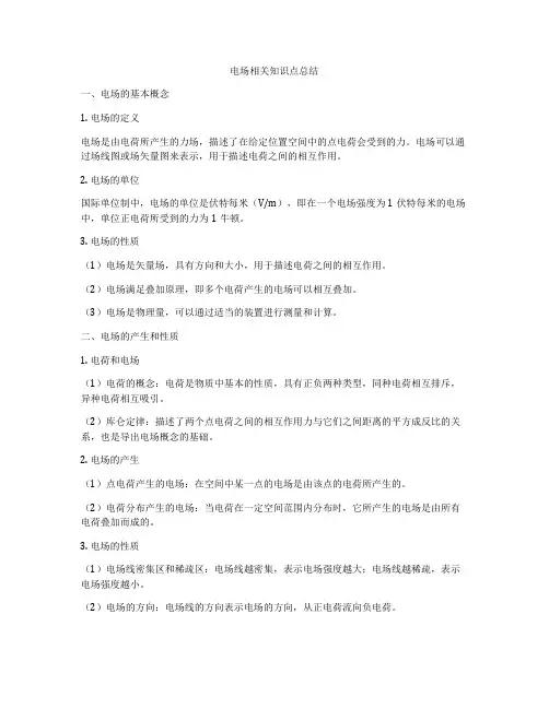 电场相关知识点总结