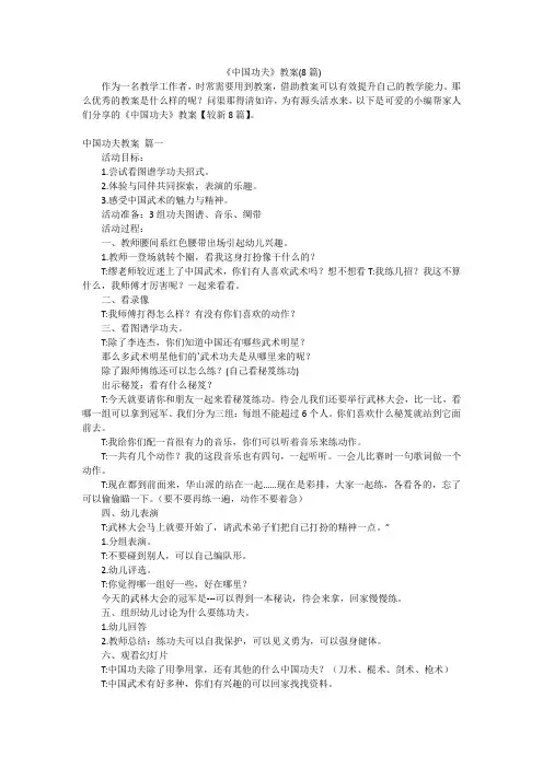 《中国功夫》教案(8篇)