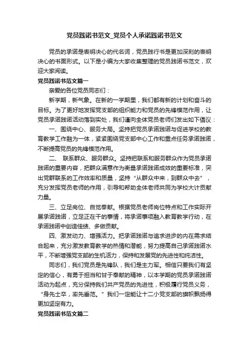 党员践诺书范文_党员个人承诺践诺书范文
