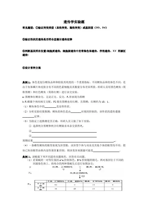 遗传学实验题(自制)