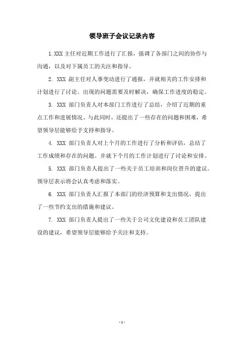 领导班子会议记录内容
