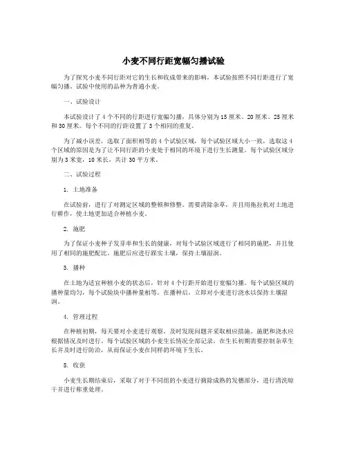 小麦不同行距宽幅匀播试验