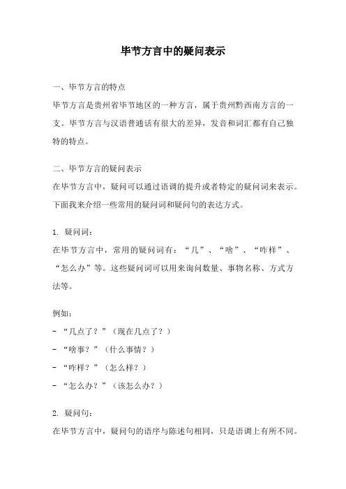 毕节方言中的疑问表示