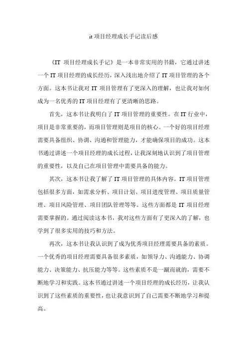 it项目经理成长手记读后感