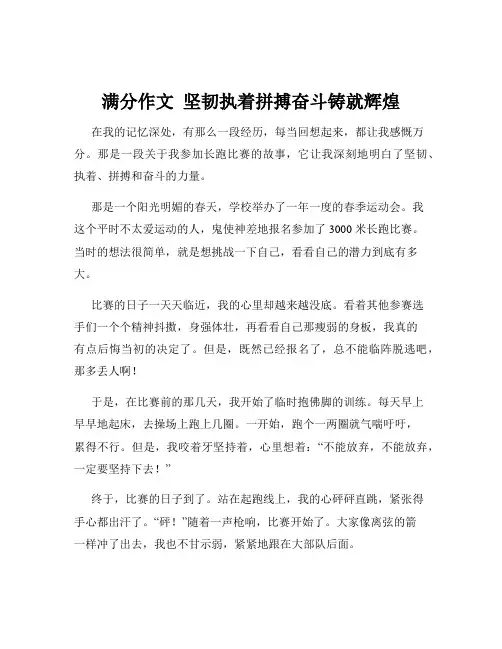 满分作文  坚韧执着拼搏奋斗铸就辉煌