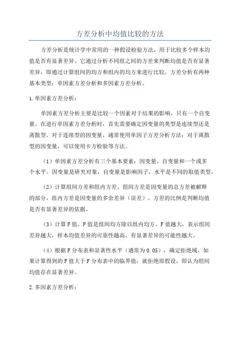 方差分析中均值比较的方法