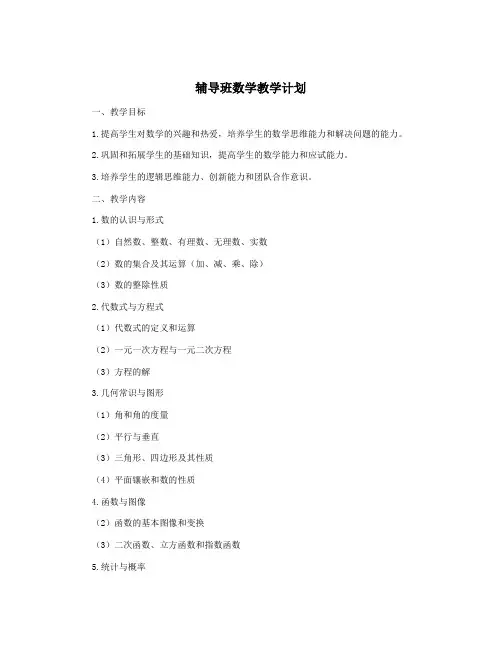 辅导班数学教学计划