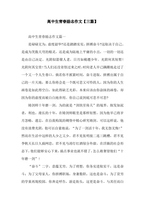 高中生青春励志作文【三篇】