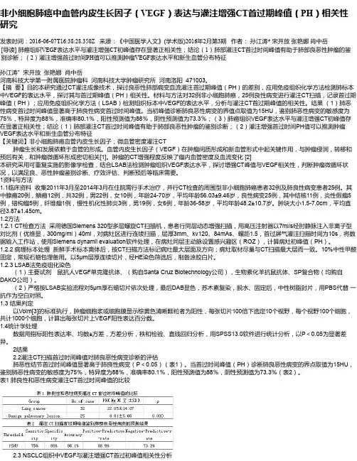 非小细胞肺癌中血管内皮生长因子(VEGF)表达与灌注增强CT首过期峰