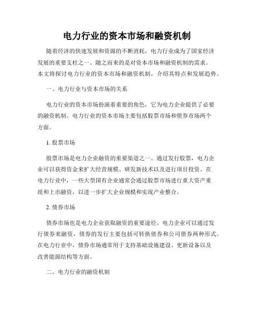 电力行业的资本市场和融资机制