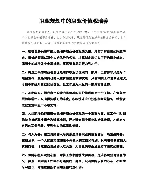 职业规划中的职业价值观培养