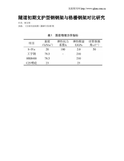 隧道初期支护型钢钢架与格栅钢架对比研究