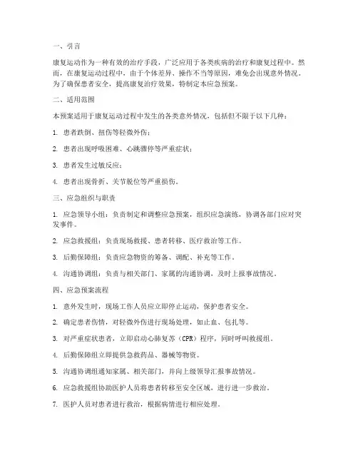 康复运动中意外应急预案