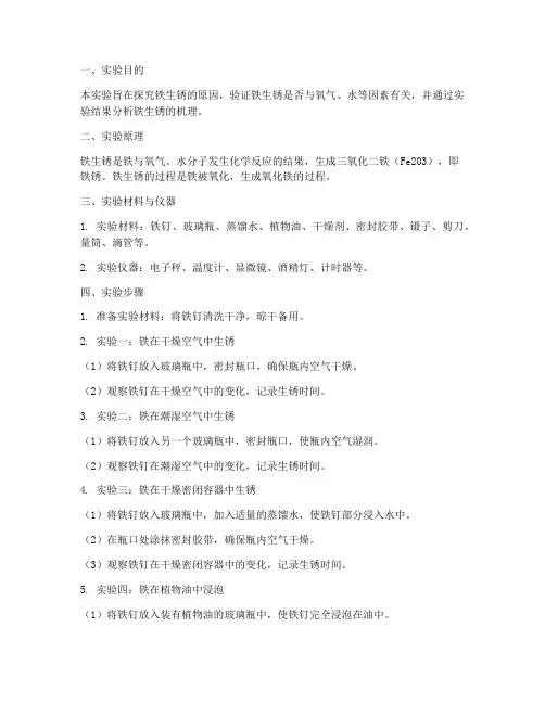铁生锈原因实验报告