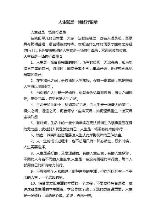 人生就是一场修行语录