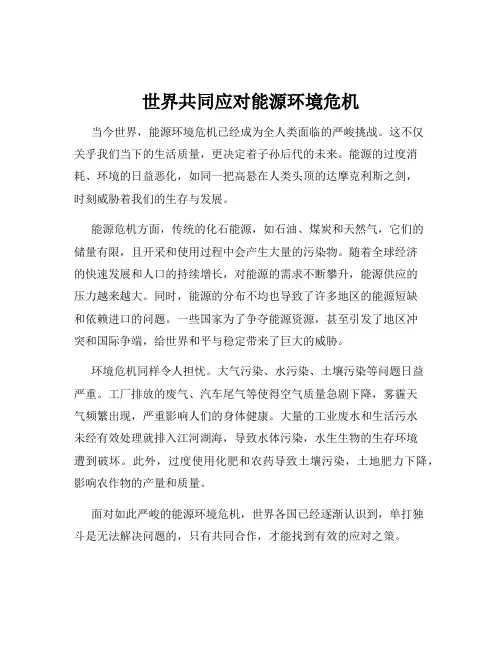 世界共同应对能源环境危机