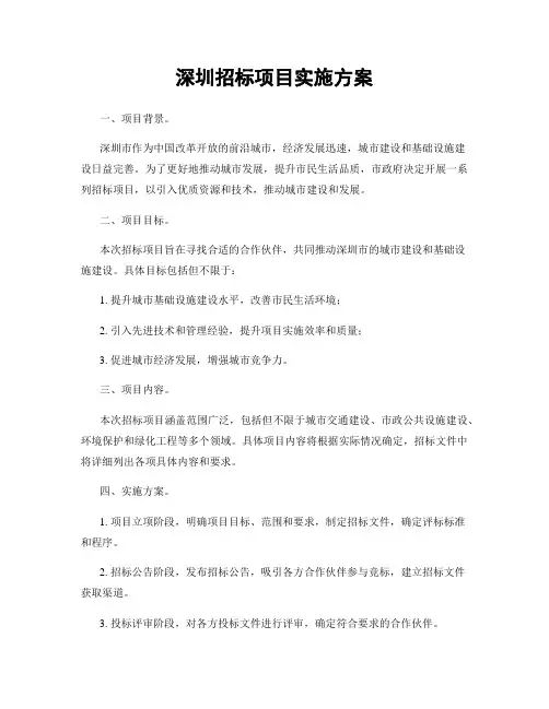 深圳招标项目实施方案