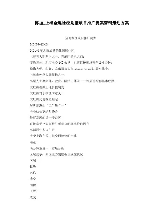 博加_上海金地徐泾别墅项目推广提案营销策划方案