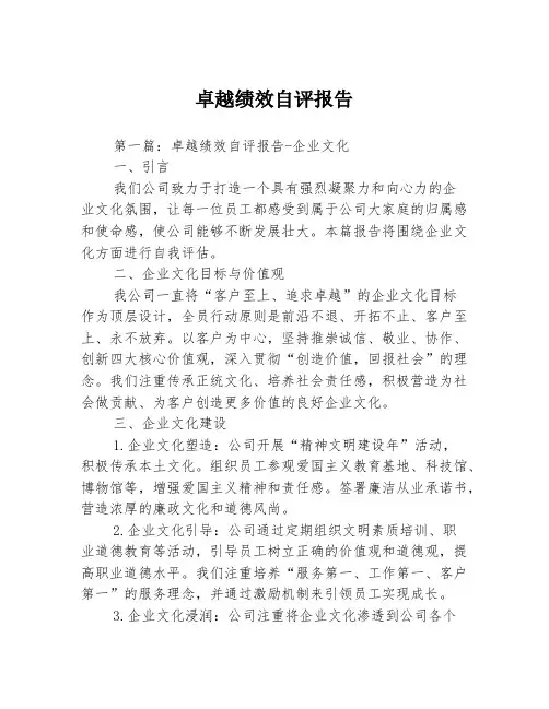卓越绩效自评报告