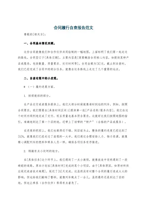 合同履行自查报告范文