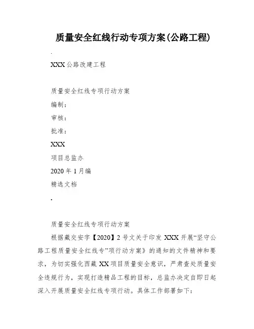 质量安全红线行动专项方案(公路工程)