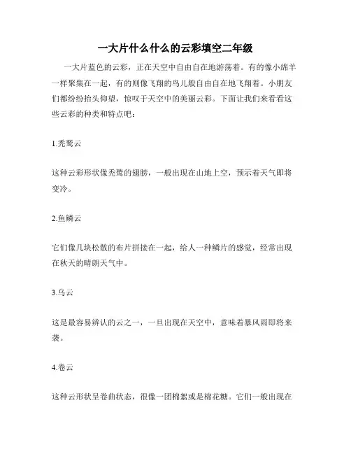 一大片什么什么的云彩填空二年级