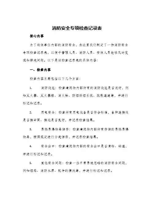 消防安全专项检查记录表