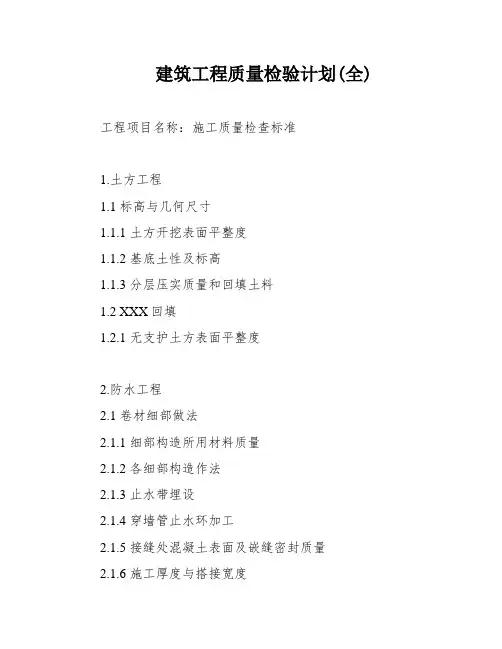 建筑工程质量检验计划(全)