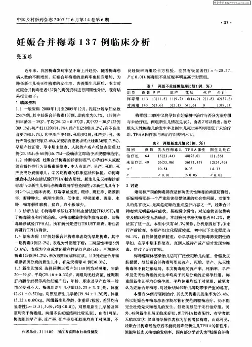 妊娠合并梅毒137例临床分析