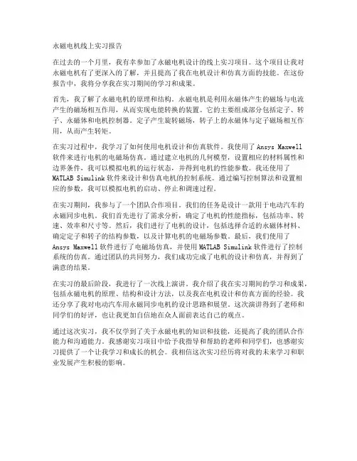 永磁电机线上实习报告