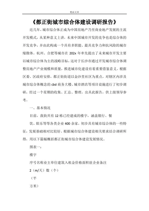 《都正街城市综合体建设调研报告》