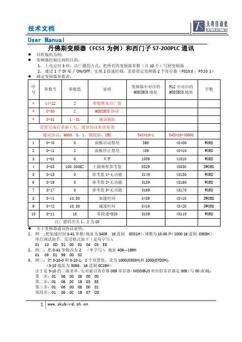 丹佛斯FC51和西门子200通讯