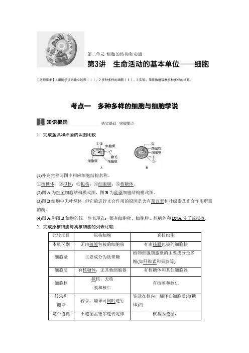 2017版新步步高高考生物(苏教版)大一轮复习讲义Word文档第2单元细胞的结构和功能第3讲Word版含答案