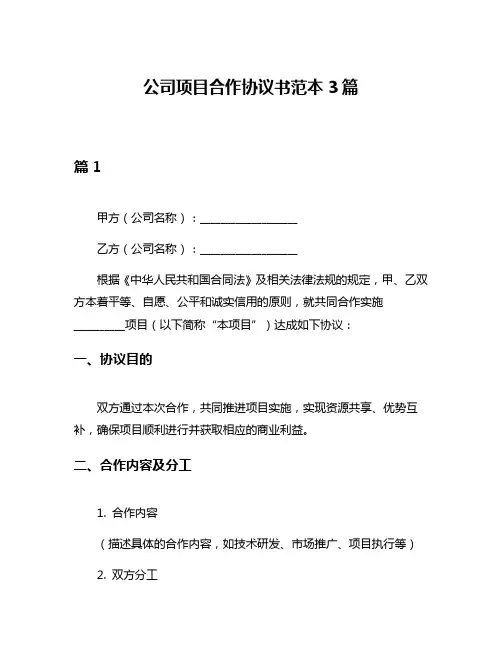 公司项目合作协议书范本3篇