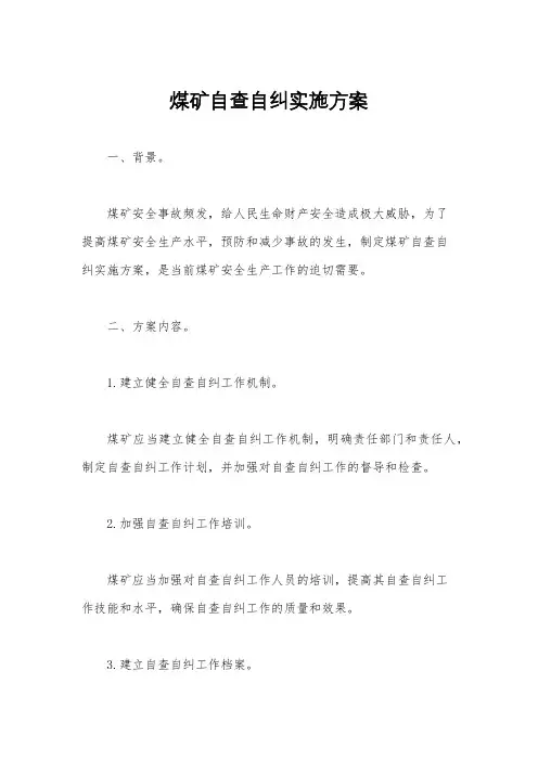 煤矿自查自纠实施方案