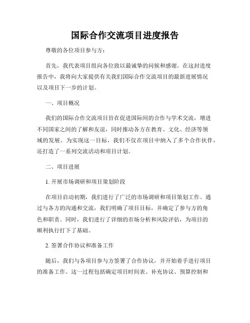 国际合作交流项目进度报告