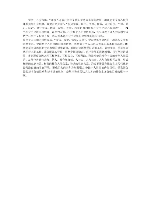 核心价值观的方针和政策
