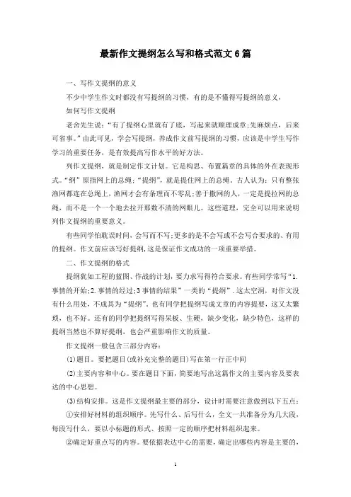 最新作文提纲怎么写和格式范文6篇