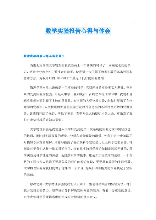 数学实验报告心得与体会