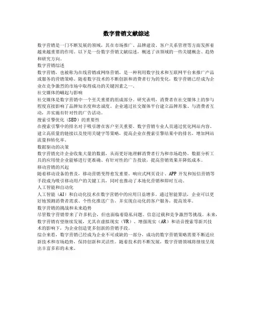 数字营销文献综述
