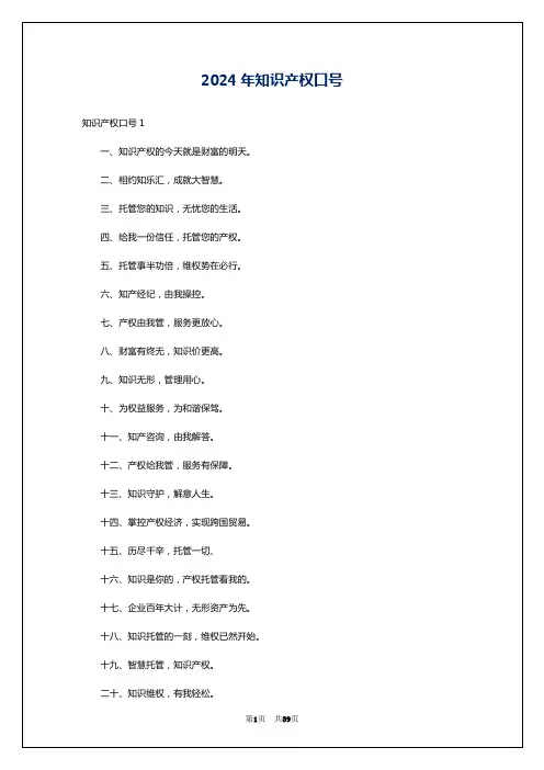 2024年知识产权口号