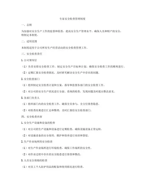 专家安全检查管理制度