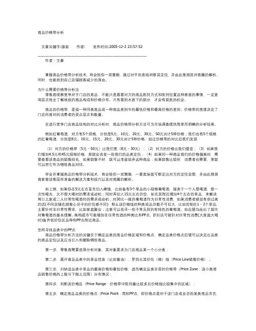 产品价格带分析