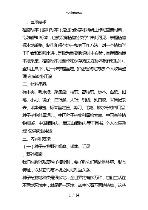 植物标本的采集和制作