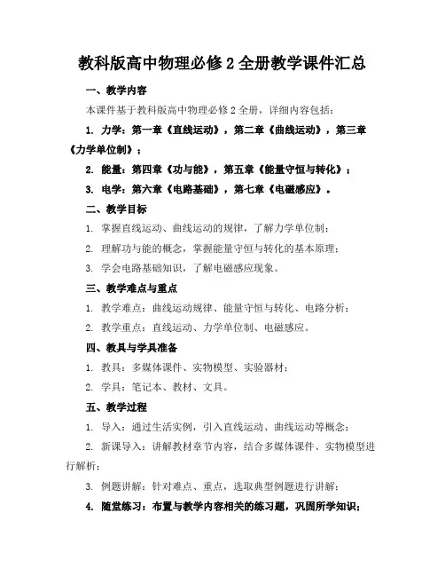 教科版高中物理必修2全册教学课件汇总