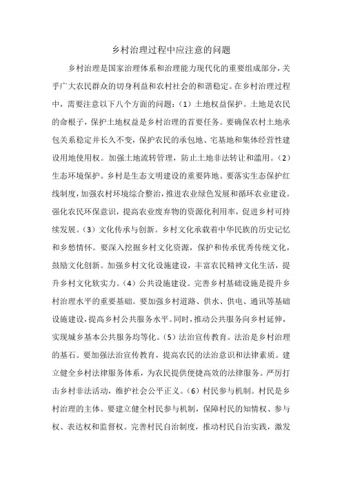 乡村治理过程中应该注意的问题
