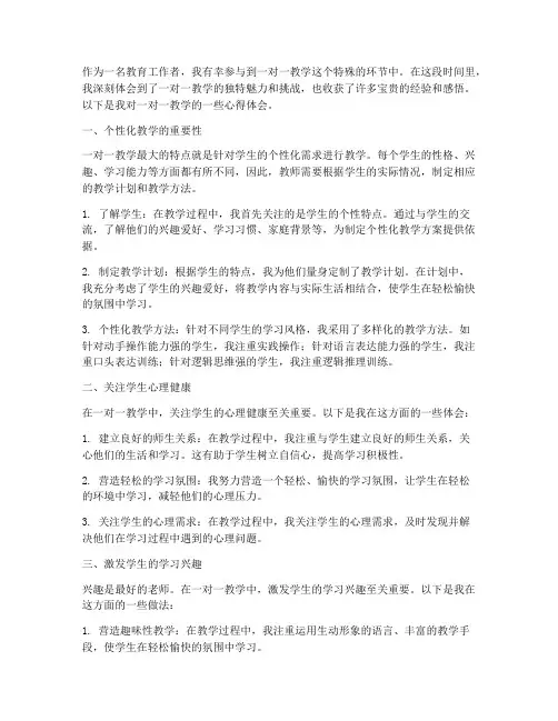 一对一教学心得体会